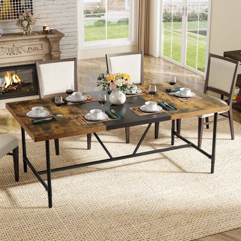 Dining Table, Industrial Breakfast Dinner Table for 6-8 people - Image 4