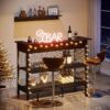 Home Bar Unit, Industrial 3 Tier Liquor Bar Table with Stemware Rack - Image 4
