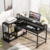 Reversible L Shaped Computer Corner Desk with Shelves - Image 10