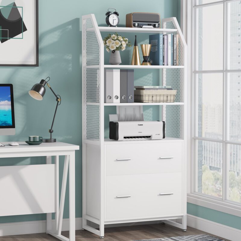 File Cabinet, 2 Drawer Vertical Filing Cabinet with Bookshelf - Image 8