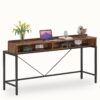 Console Table, 70.9" Sofa Bar Table with 2-Tier Open Shelves (No Stools)