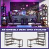 55" Reversible L-Shaped Desk with Wireless Charging & Shelves - Image 5