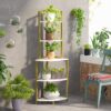 Corner Shelf, 60 Inch Corner Bookshelf Ladder Shelf Plant Stand - Image 10