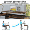 L-Shaped Desk,  Sit to Stand Corner Computer Desk with Lift Top - Image 5