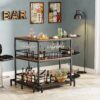 Home Bar Unit, 3-Tier L-Shaped Liquor Bar Table with Glass Holders - Image 5