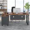 55 Inch L-Shaped Computer Executive Desk with 47 inch File Cabinet - Image 4