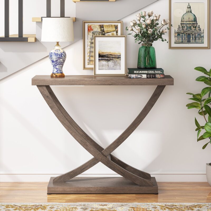 Console Table, 35 inch Industrial Entryway Table Narrow Sofa Table - Image 3