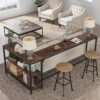 L-Shaped Console Table, Reversible Sofa Table with 3-Tier Shelves - Image 4