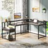 L-Shaped Desk, Corner Desk with Power Outlets, Monitor Stand & Drawer - Image 8
