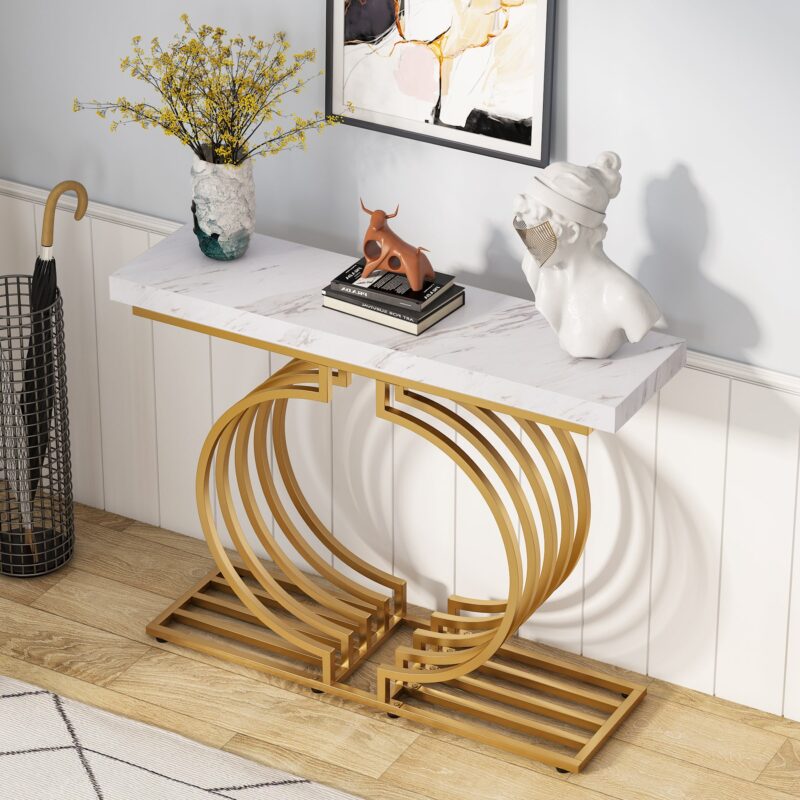 Console Table, 40 inch Entryway Sofa Table with Gold Base - Image 4