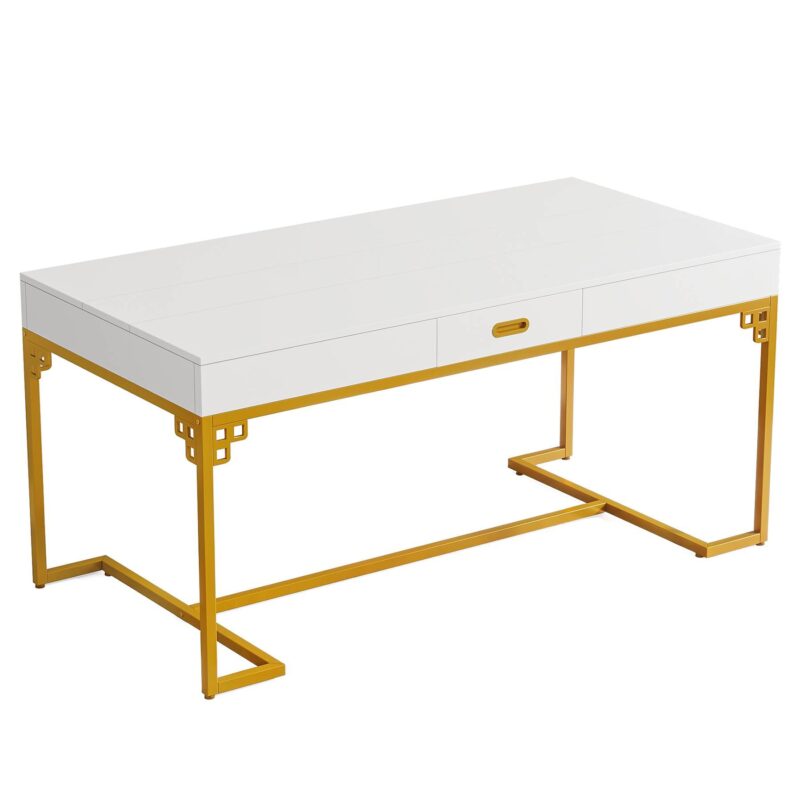 Dining Table, 63" Breakfast Dinner Table with 2 Drawers for 4 to 6 - Image 2