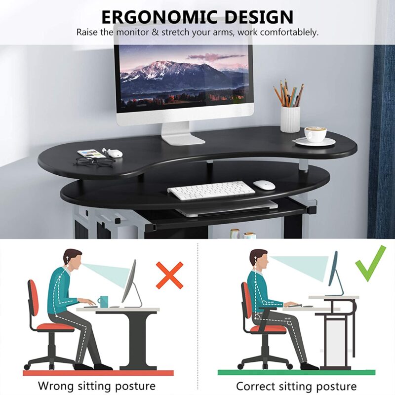 Rotating Desk, Modern L-Shaped Computer Desk, Corner Study Desk - Image 7