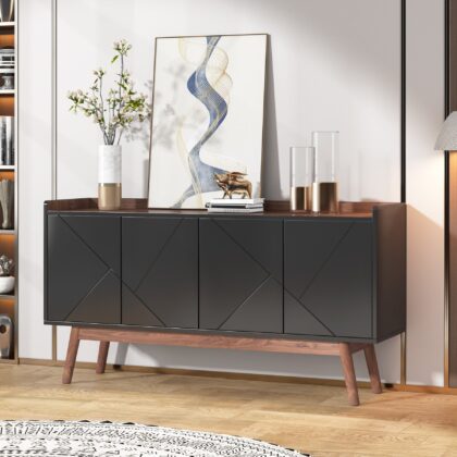 Sideboard Buffet, 55" Kitchen Buffet Cabinet Coffee Bar Table