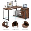 L Shaped Desk with Drawer Cabinet, 47 Inch Corner Desk - Image 6