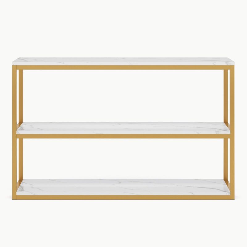 Console Table, Faux Marble Top 3-Tier Sofa Entryway Table - Image 2