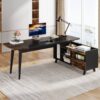 70.9" L-Shaped Executive Desk, Large Computer Desk with 47" File Cabinet - Image 3