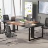 8FT Rectangle Conference Table, 10 People Meeting Table with Grommets - Image 4