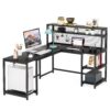 L-Shaped Desk, 67" Reversible Large Computer Writing Desk with Hutch - Image 7