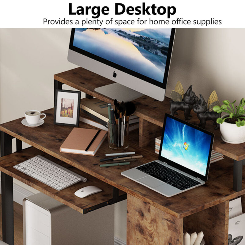 Computer Desk, Writing Desk with Push-Pull Keyboard Tray - Image 5