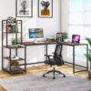 L-Shaped Desk, Reversible Corner Computer Desk with 5 Tier Shelves - Image 3