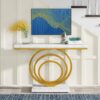 Console Table, 41" Entryway Sofa Table with Gold Ring Base - Image 5