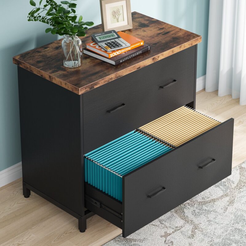 File Cabinet, 2-Drawer Lateral Filing Cabinet Printer Stand - Image 4