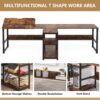 Two Person Desk, 94.5"Computer Desk with Shelves and Tiltable Tabletop - Image 6
