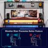 Gaming Desk with 2-Outlet & 2 USB Ports, Computer Desk with Monitor Stand - Image 4