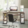 Computer Desk, 63" Study Table with Monitor Stand & Shelves - Image 4