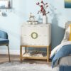 Nightstand, Sofa Side Table with 2 Drawers and Storage Shelf - Image 4