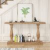 Console Table, 63" Solid Wood Entryway Table with Floor Shelf - Image 4