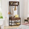 Coat Rack Shoe Bench, Entryway Hall Tree with Drawer & Hooks - Image 3