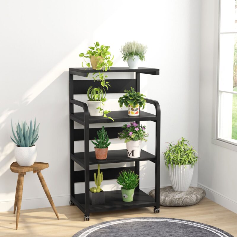 Printer Stand, 4-Shelf Mobile Printer Cart with Storage Shelves - Image 4