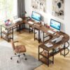 L-Shaped Desk, 59" Reversible Corner Computer Desk with Storage Shelves - Image 5