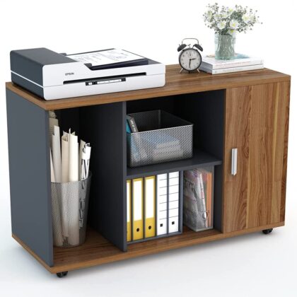 File Cabinet, 39" Mobile Printer Stand with Large Storage Shelves