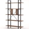 Bookshelf, 5-Tier Industrial Bookcase Display Storage Shelf