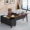 70.9" L-Shaped Executive Desk, Large Computer Desk with 47" File Cabinet - Image 2