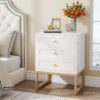 Nightstand, Modern Bedside End Table with 3 Drawers