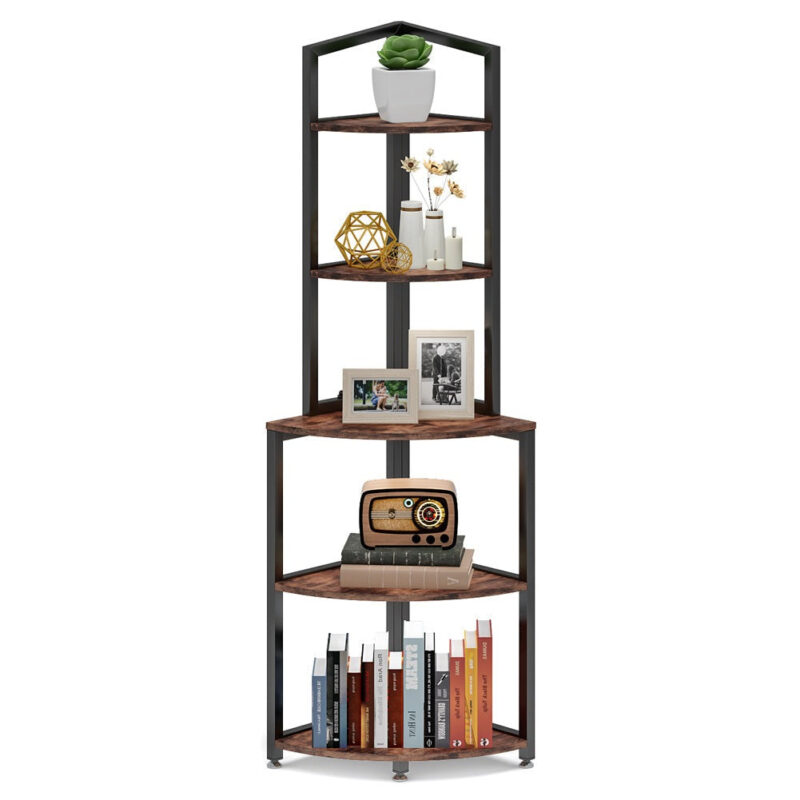 Corner Shelf, 60 Inch Corner Bookshelf Ladder Shelf Plant Stand