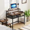 Computer Desk, Industrial Writing Desk with Monitor Stand - Image 2