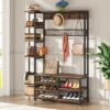 Coat Rack Shoe Bench, 6-in-1 Hall Tree with Shoe Storage & Shelves - Image 2