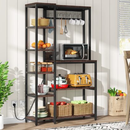8-Tier Kitchen Baker's Rack with Power Outlets, Microwave Oven Stand