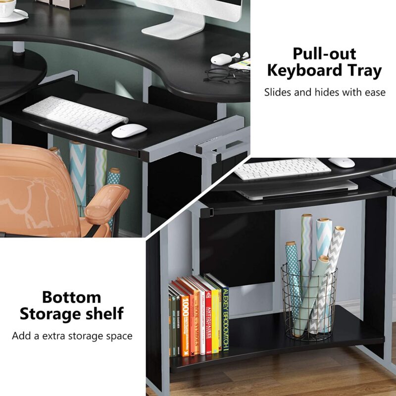 Rotating Desk, Modern L-Shaped Computer Desk, Corner Study Desk - Image 6