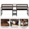 Two Person Desk, 78.7" Double Computer Desk with Monitor Riser & Shelves - Image 6