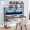 Computer Desk, Home Office Desk with Shelves and Hutch - Image 2
