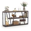 Console Table, Industrial 3-Tier Sofa Entryway Table with Open Shelves