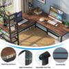 L-Shaped Desk, Reversible 59" Computer Desk with Storage Bookshelf - Image 6