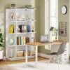 Bookshelf, Modern 5-Shelf Cube Etagere Wood Bookcases - Image 4