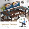Computer Desk, 63" Study Table with Monitor Stand & Shelves - Image 5