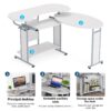 Rotating Corner Computer Desk, L-Shaped Studying Writing Table - Image 6